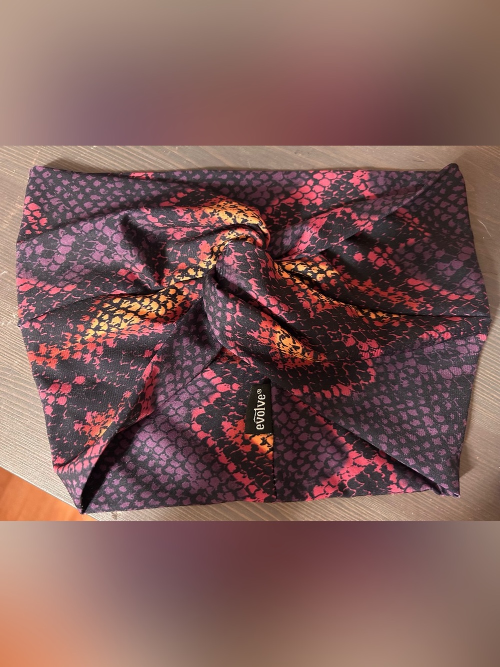 REVOLVE Black Snake-Print Knotted Headband with Pink & Orange Accents